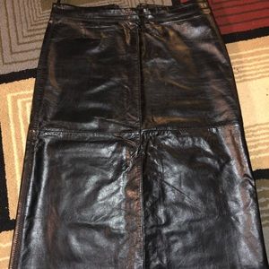 Gap leather tea length skirt